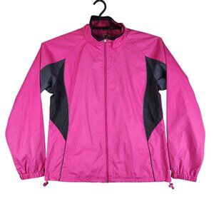 Womens BCG Pink & Black Athletic Full Zip Jacket Long Sleeve Polyester Size L